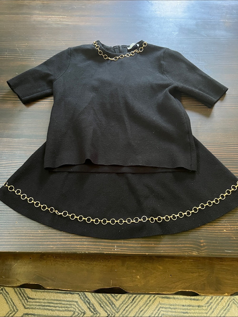 Zara Black Two-Piece Set with Gold Chain Detail